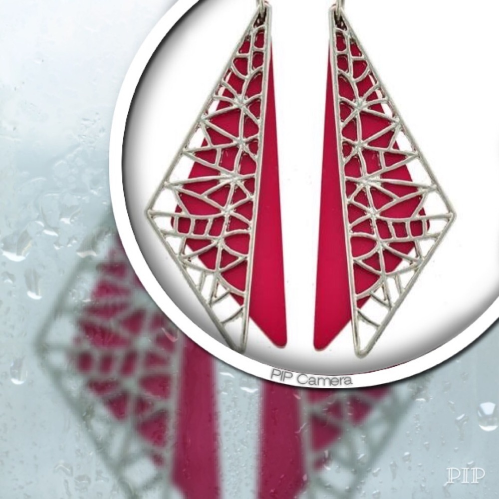 Hot Pink Dragonfly Wing Earrings